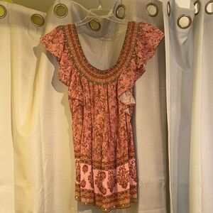 DAVI & DANI Pink Floral Blouse